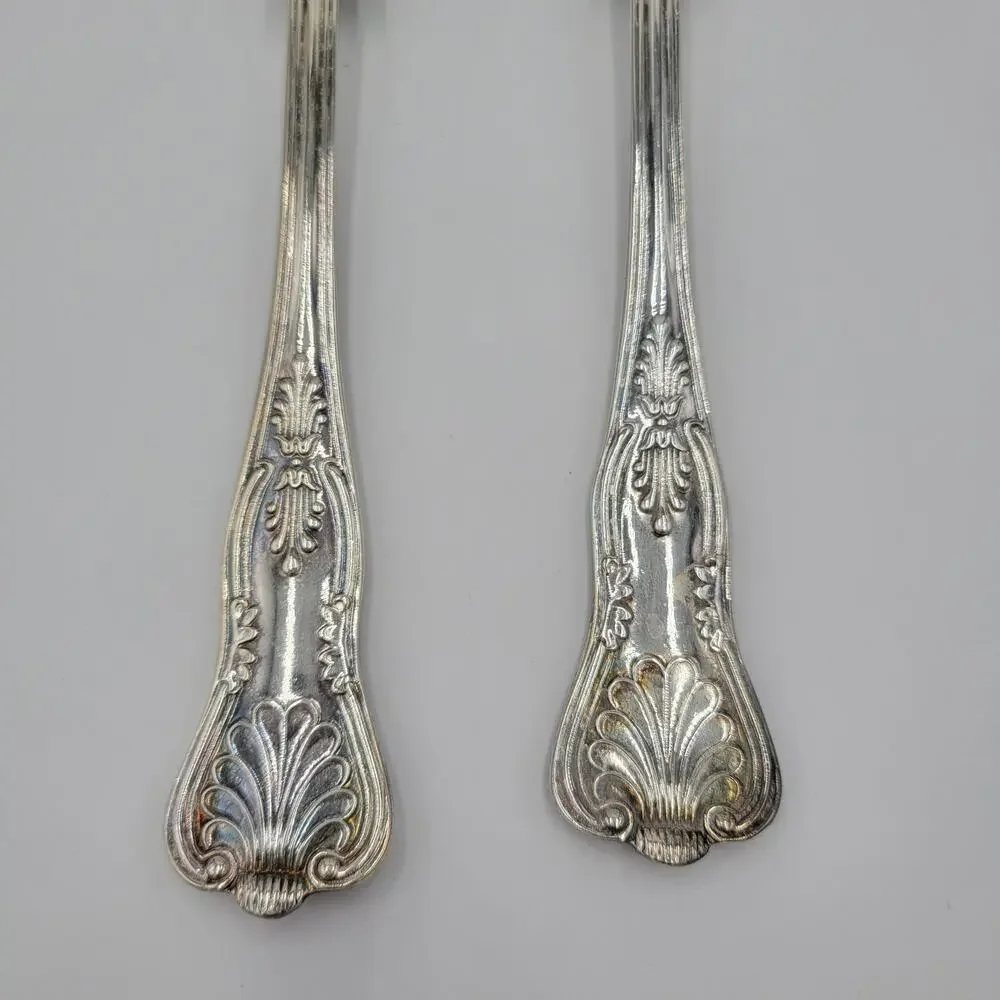 William Adams Sheffield England Lot Of 2 Serving Set Spoons Gold Wash